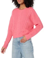 Women's Solid Crewneck Casual Sweater Pullover, Rosette, XL