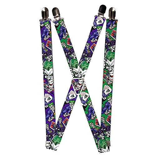 Men's Suspenders - the Joker Playing Cards Poses Suspenders, Multi, One Size UK