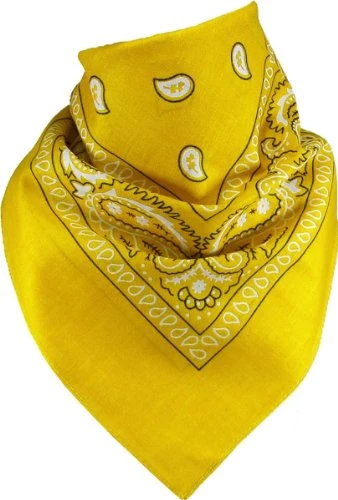 Men's Neckerchief - Yellow -Unisex Bandana Binding Cloth 100% Cotton (Pack of 1, 6 or 12 Pack)