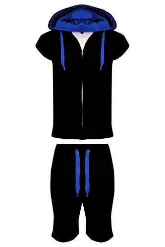 Malaika® Mens Full Zip Up Contrast Cord Brushed Fleece Tracksuit Hoodie Jogging Joggers Gym Suit - 