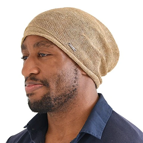 CHARM Casualbox | Hemp Summer Beanie Slouchy Cooling Knit Hat Unisex Men Women Beige(Size: One Size)