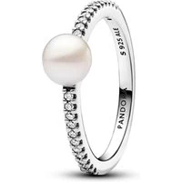 Treated Freshwater Cultured Pearl & Pavé Ring - 52  Ring