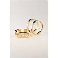 Gold Hearts Double Ring - Adjustable