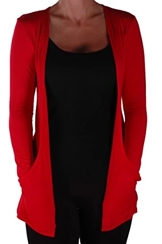 - Angel Casual Back Lace Waterfall Shrug Cardigan Red L/XL