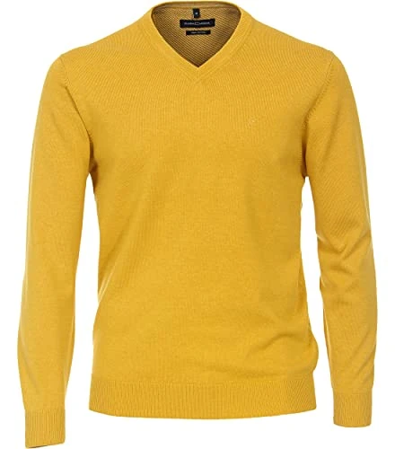 004430 Men's V-Neck Plain Elasticated Waistband Jumper, mustard yellow, 4XL