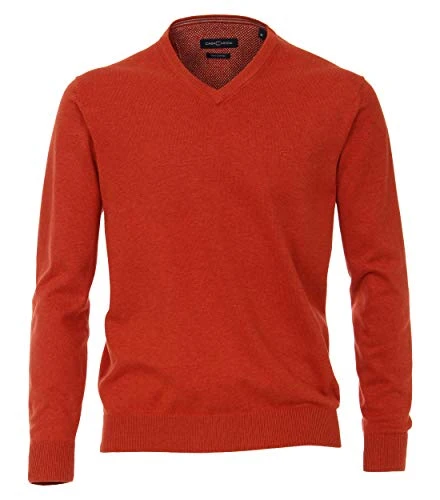 004430 Men's Pullover with V-Neck, Elasticated Waistband, Plain Colours - Orange - XL