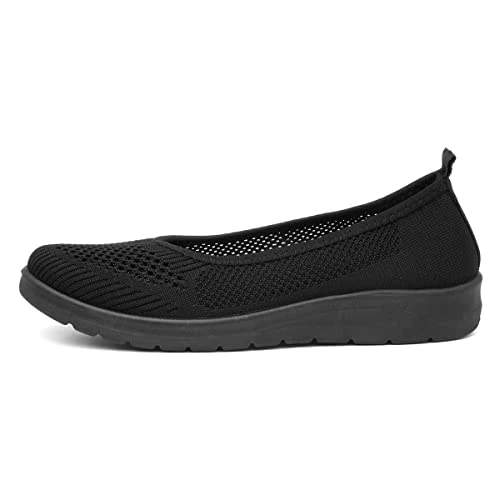 Womens Black Slip On Ballerina - Size 6 UK - Black