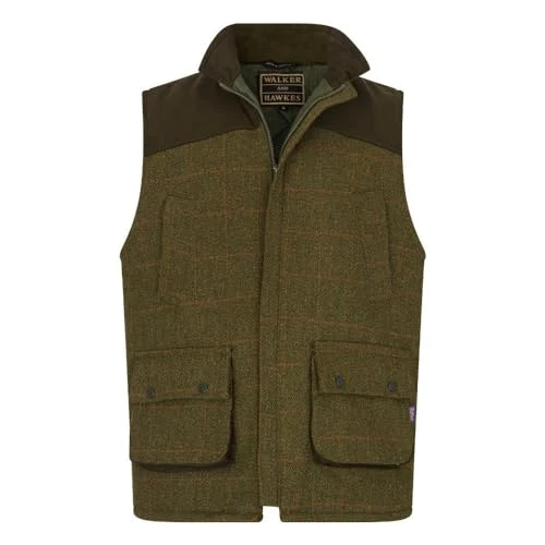 - Men's Derby Tweed Warrington Shooting Gilet w/Shoulder Patch - Dark Sage L