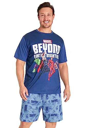 Avengers Mens Pyjamas Set - Short Sleeve PJs for Men and Teenagers - Sizes M-3XL - Soft Breat