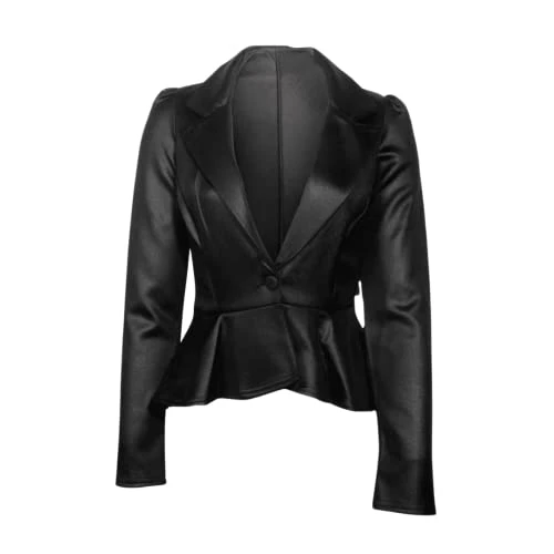 Women's leather biker jacket slim ladies Faux Leather formal coat (as8, numeric, numeric_10, regular