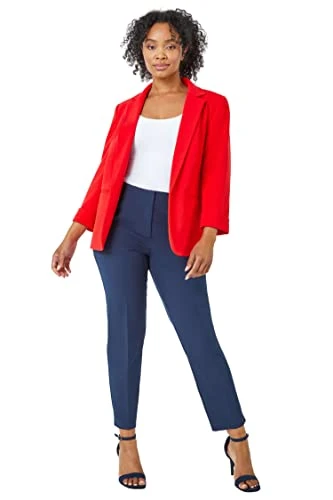 Petite Classic Stretch Blazer for Women UK - Ladies Everyday Holiday Spring Summer Full Length Sleev