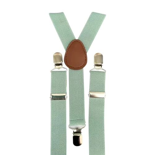 Children's Kids Boys Vintage Adjustable Braces (Sage Green/Eucalyptus) - suitable for