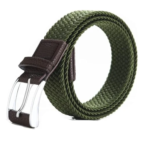 Casual Stretch Braided Belts for Mens Womens, Width 1.37 "Woven Elastic Belt Alloy Buckle for Pants 