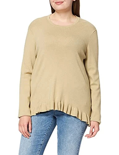 Women's Knitted Long Sleeve Top Shirt, Khaki, 2X-Large