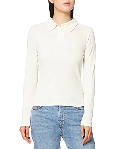 Women's Buttoned Collar Top Shirt, Off White, 2X-Large