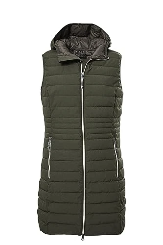 Women's Gw 51 Wmn Qltd Vst Quilted Hood/functional vest in down look, Green, XS/S