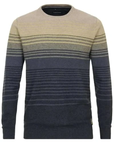 Casa Moda Men's Patterned Crew Neck Sweater Vintage Indigo (UK, Alpha, M, Regular, Regular, Indigo)