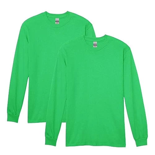 Men's Heavy Cotton Long Sleeve T-Shirt, Style G5400, 2-Pack, Irish Green, XXL (Pack of 2)