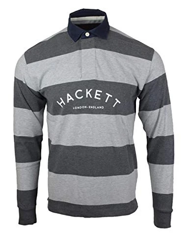 Grey Mr Classic Stripped Rugby Polo HM570705 - S