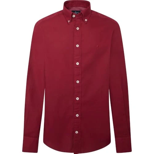 Hackett Dyed Oxford Long Sleeve Shirt S Red