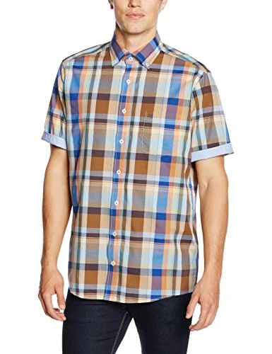 Men's Regular Fit Short Sleeve Leisure Shirt - Beige - 39/40 (Mediumanufacturer Size: Medium)