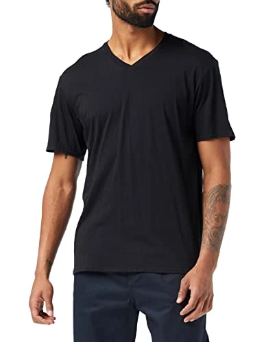 Men's Soft Style V-neck T Shirt, Black, L UK