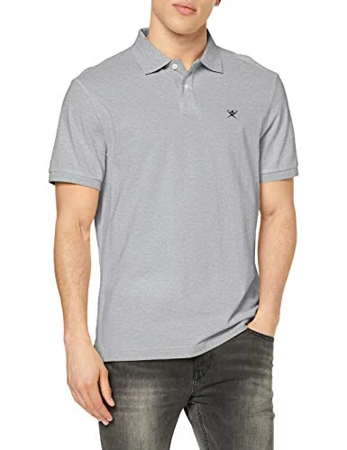 Men's Slim Fit Logo Polo Shirt, Grey (Light Grey Marl 913), S UK