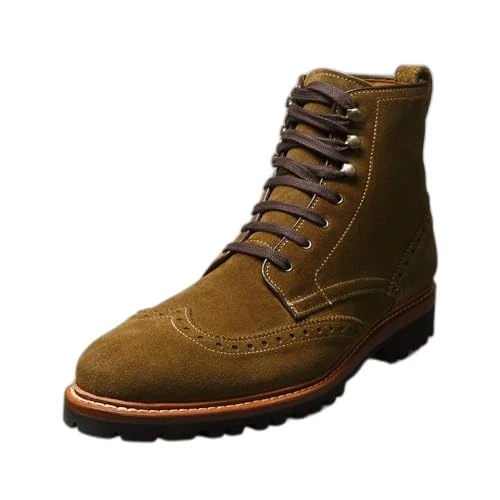 Men's Astor Lace Up Wingtip Boot Fashion, Caper Green Suede, 12 UK