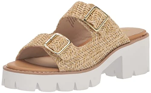 Women's Beat Poetry Raffia Heeled Sandal, Natural, 7 UK