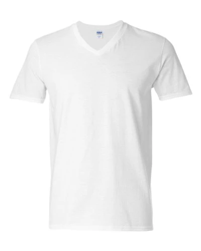 Men's Softstyle Preshrunk Heather V-Neck T-Shirt, White, Small (US)