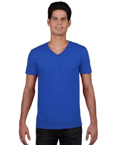 Men's Soft Style V-Neck T-Shirt, Blue (Royal), Small