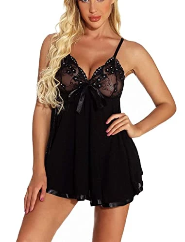 Baby Doll Lingerie Sexy Plus Size Nightwear Lace Nightdress Strappy Ladies Chemise Slip Nightie Sheer Negligees 5XL UK 20 22 (351)