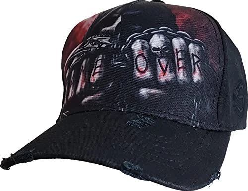 Mens Distressed with Metal Clasp Baseball Cap, Black