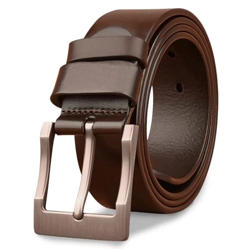 Belts for Men Mens Brown Leather Belt Mens Leather Belts Mens Belts Leather For Jeans Brown Leather Belts Mens Leather Belt 100% Full Grain with Anti-Scratch Pin Buckle