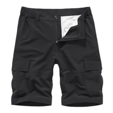 Mens Cargo Shorts Summer Casual Elastic Loose Fit Combat Work Shorts Multi Pockets Running Sports Hi