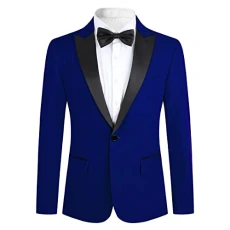 Mens Suits Blazer Slim Fit Velvet One Button Suit Tuxedo Jacket, XL, Blue