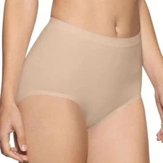 Womens Mid Waist Control Knickers Briefs UnderWear Ladies Plain Briefs Stretchy Sexy Underpants Panties(Beige,M)