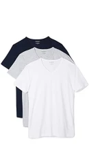 Men's  Men's Cotton V-neck T-shirt, 3-pack Undershirt, Grey/White/Navy, XL UK