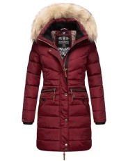 Paula Women's Winter Coat Warm Quilted Coat Long with Hood XS-XXL, bordeaux, M