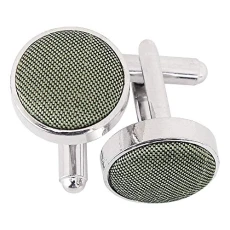 Plain Shantung Fabric Inlay Wedding Cufflinks for Men in Sage Green