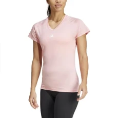 Women's AEROREADY Train Essentials Minimal Branding V-Neck Tee, semi Pink Spark, S