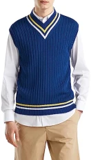 Men's Sweater V-Neck S/M 1398k400g Vest, Blue 2g6, S