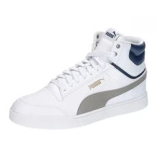 Unisex SHUFFLE MID Sneaker, WHITE-CONCRETE GRAY-PERSIAN BLUE GOLD, 10.5 UK