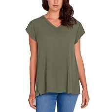 Women's Lightweight V-Neck Top, Olive, Variety