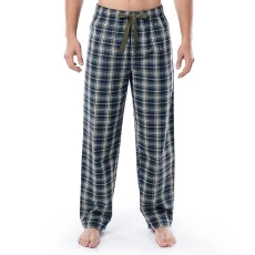 mens Yarn-dyed Woven Sleep Pants, Green Plaid, XL