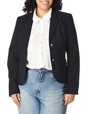 Women's Two Button Lux Blazer (Petite, Standard, & Plus), Navy, 6