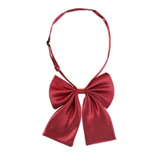 Women's Pre-Tied Bowknot Solid Color Uniform Cosplay Adjustable Bowtie Red One Size