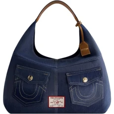 Women's Shoulder Bag Purse, Large Hobo Handbag with Front Pockets, Denim