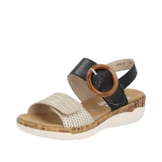 Women's R6853 Sandal, Beige Gold Black 02, 5 UK