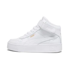 Women Carina Street Mid Sneakers,  White- White- Gold, 6 UK